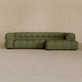 Left Chaise 111 Inches-Linen Blend-Olive