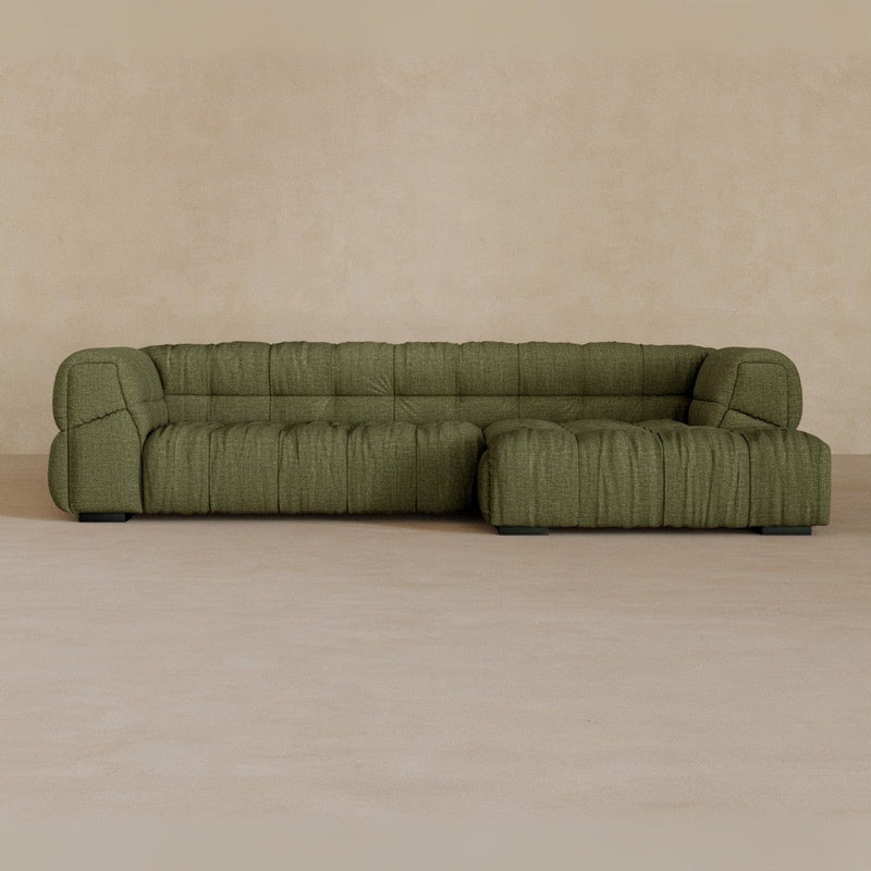 Left Chaise 111 Inches-Linen Blend-Olive