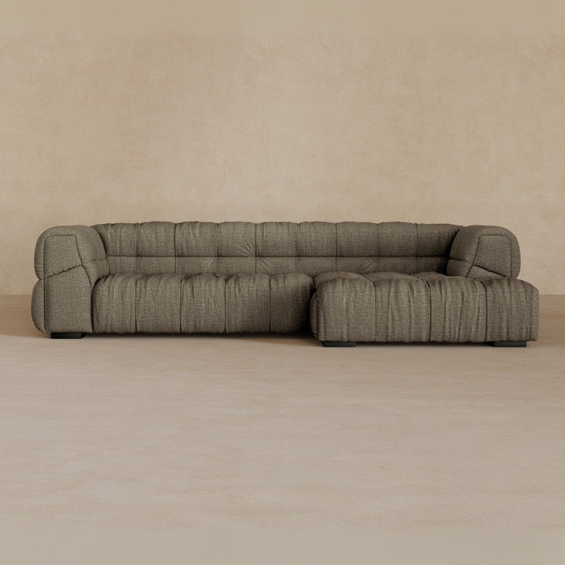 Left Chaise 111 Inches-Linen Blend-Stone
