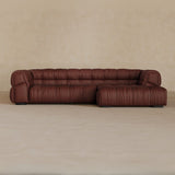 Left Chaise 111 Inches-Top Grain Leather-Oxblood