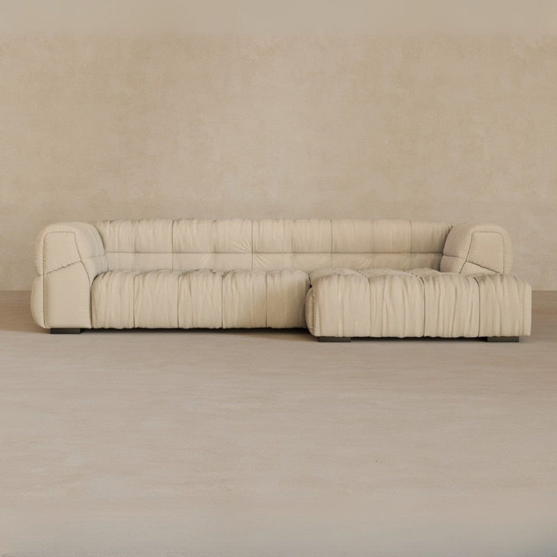 Left Chaise 133 Inches-Linen Blend-Alabaster