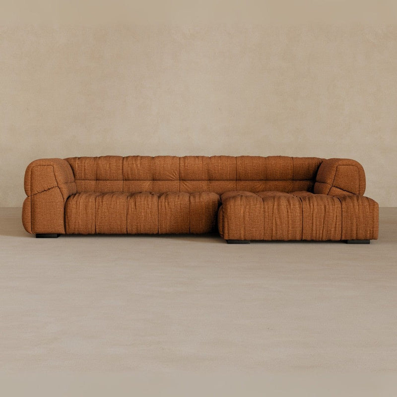 Left Chaise 133 Inches-Linen Blend-Brandy