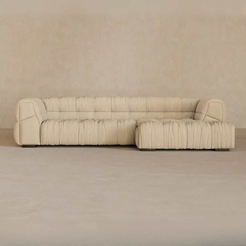 Left Chaise 133 Inches-Linen Blend-Natural