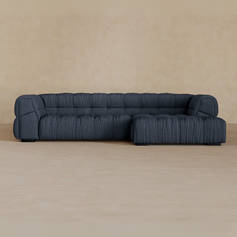 Left Chaise 133 Inches-Linen Blend-Navy