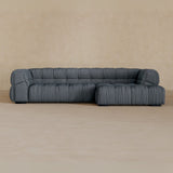 Left Chaise 133 Inches-Linen Blend-Pewter