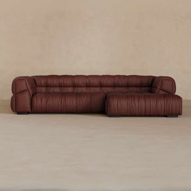 Left Chaise 133 Inches-Top Grain Leather-Oxblood