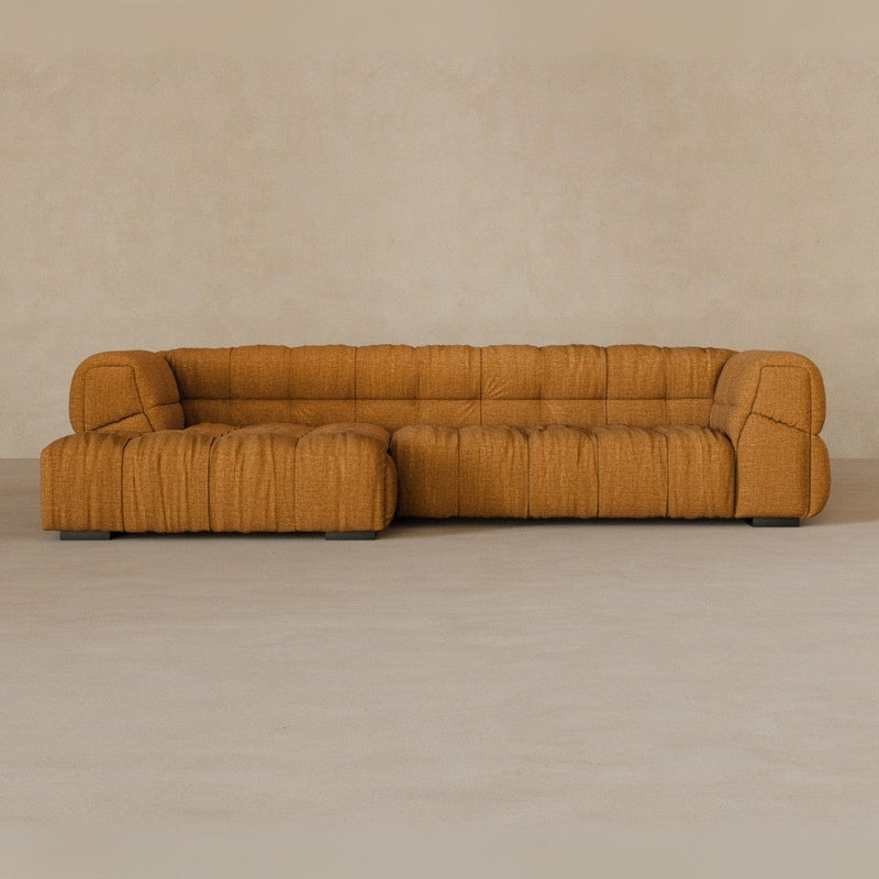 Right Chaise 111 Inches-Linen Blend-Camel