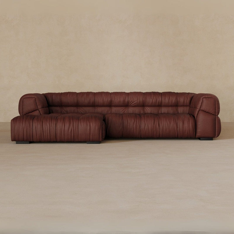 Right Chaise 111 Inches-Top Grain Leather-Oxblood