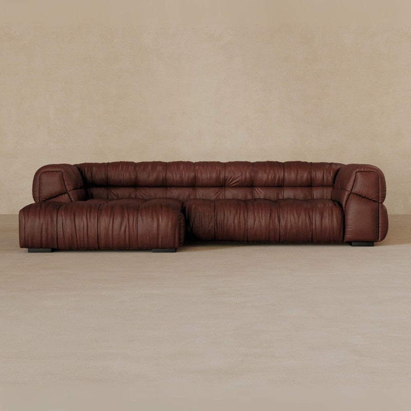 Right Chaise 133 Inches-Full Grain Leather-Oxblood