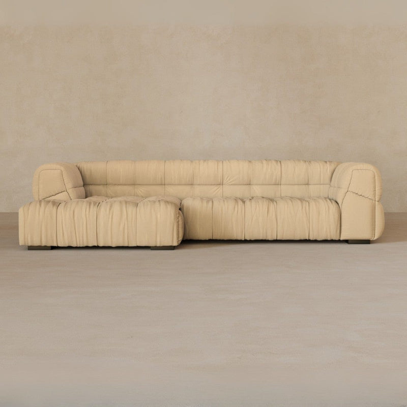 Right Chaise 133 Inches-Linen Blend-Fawn