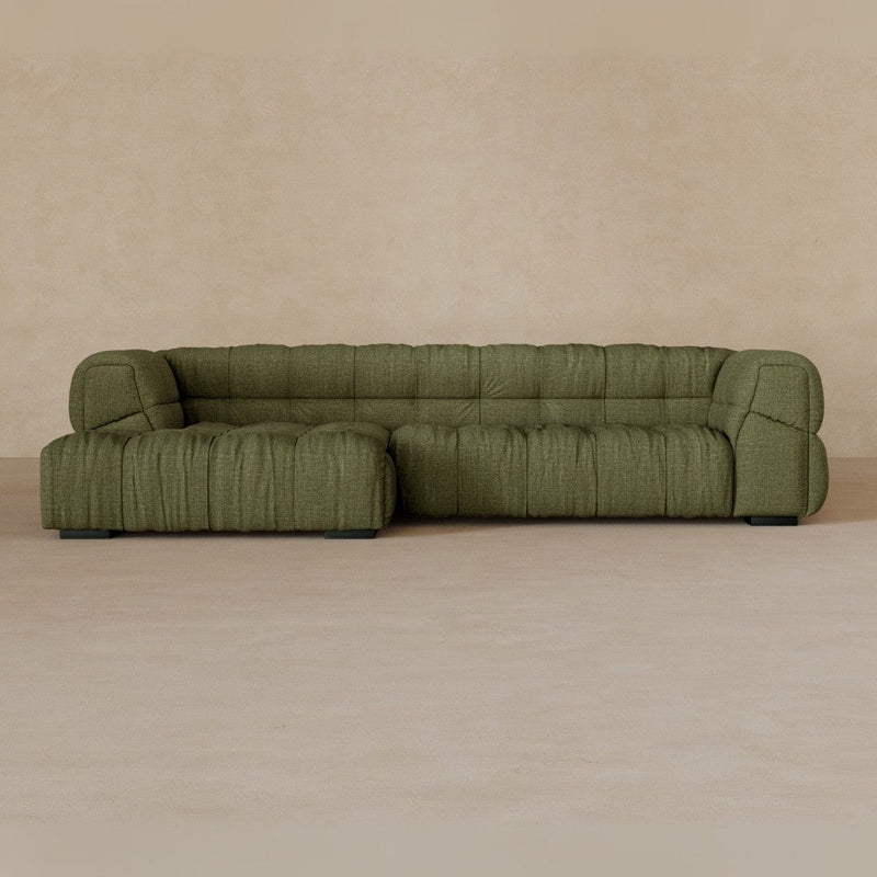 Right Chaise 133 Inches-Linen Blend-Olive