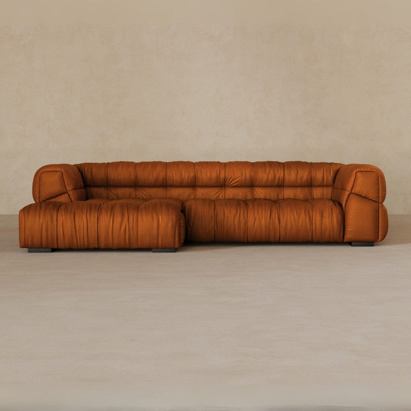Right Chaise 133 Inches-Top Grain Leather-Brandy