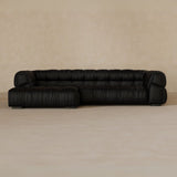 Right Chaise 133 Inches-Top Grain Leather-Charcoal