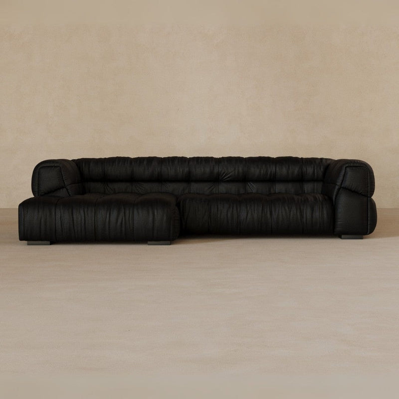 Right Chaise 133 Inches-Top Grain Leather-Charcoal