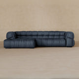 Right Chaise 133 Inches-Top Grain Leather-Navy