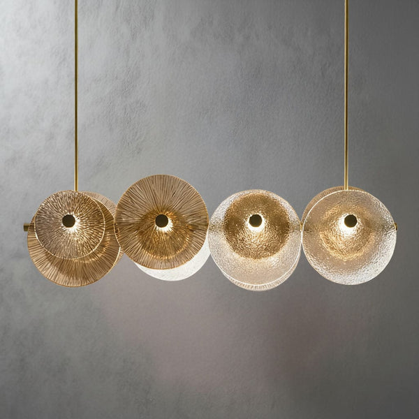 Round Luxe Gold Glass Chandelier