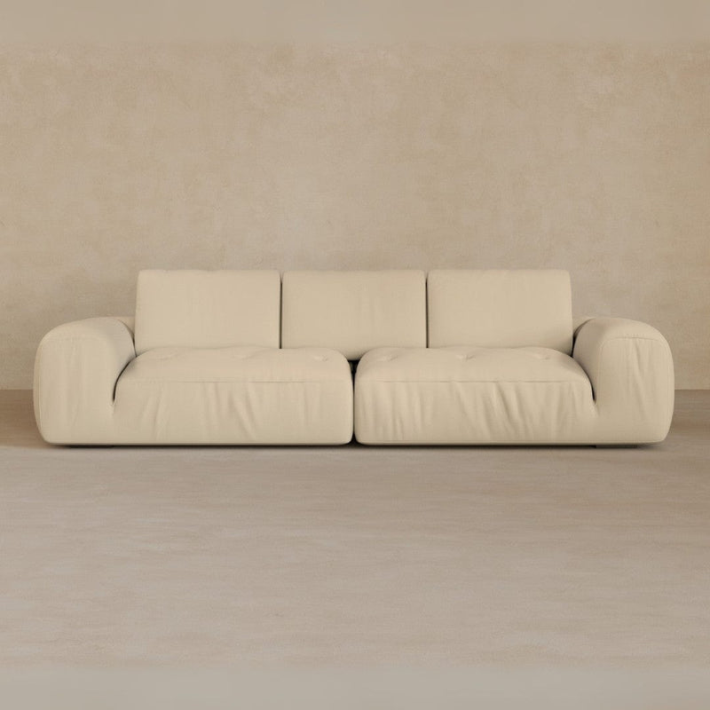 3 Seater-Top Grain Leather-Linen