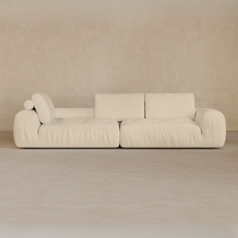 4 Seater Two Pieces 106 Inches-Full Grain Leather-Alabaster
