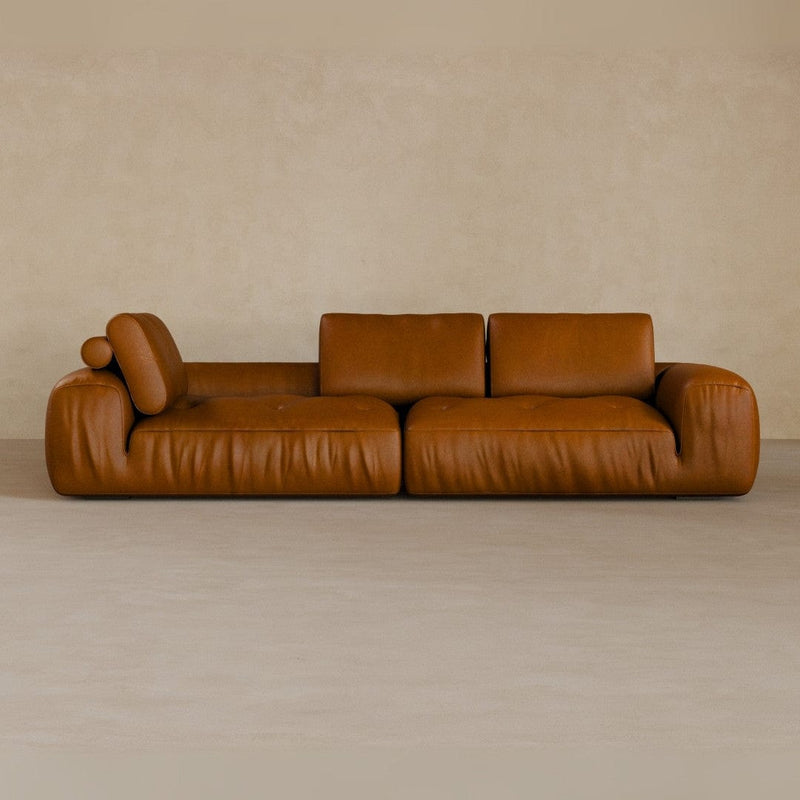 4 Seater Two Pieces 106 Inches-Full Grain Leather-Brandy