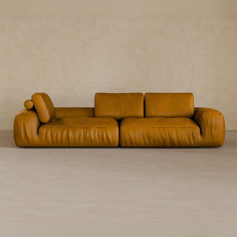 4 Seater Two Pieces 106 Inches-Full Grain Leather-Camel