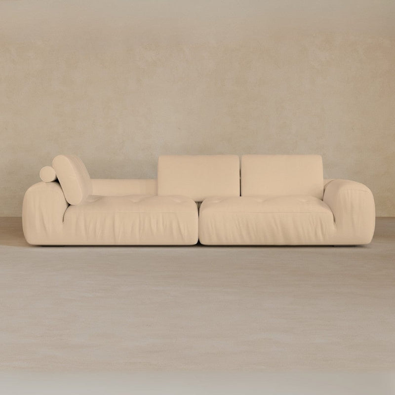 4 Seater Two Pieces 106 Inches-Full Grain Leather-Chalk