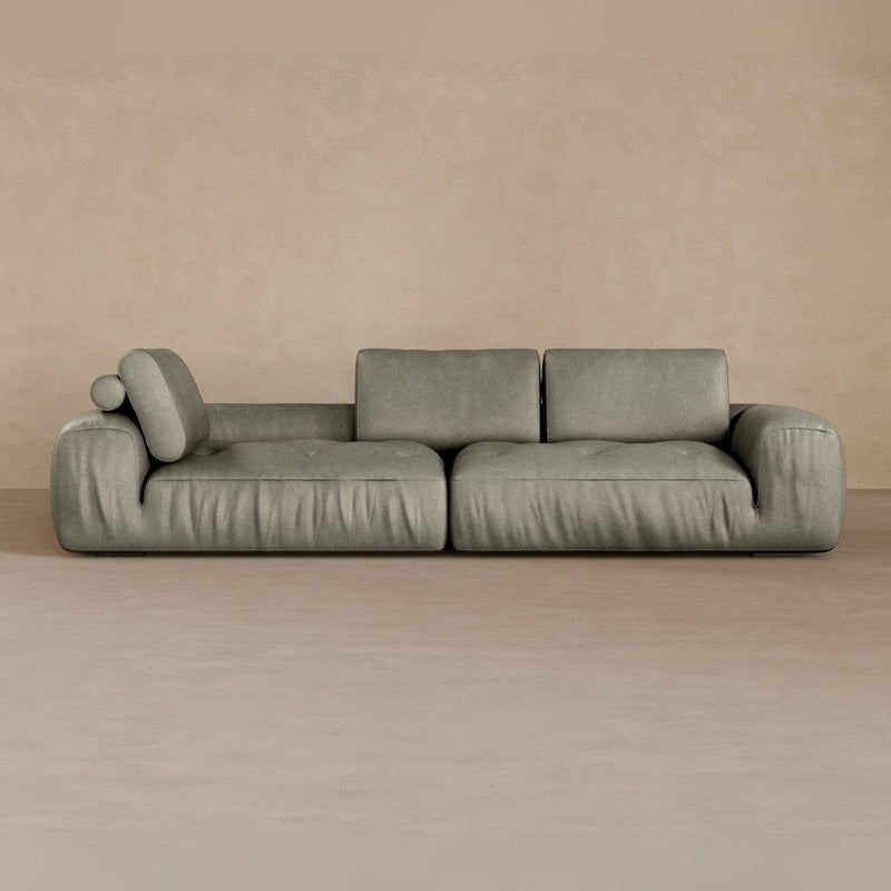 4 Seater Two Pieces 106 Inches-Full Grain Leather-Greige