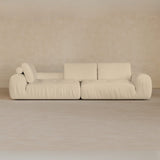 4 Seater Two Pieces 106 Inches-Full Grain Leather-Linen
