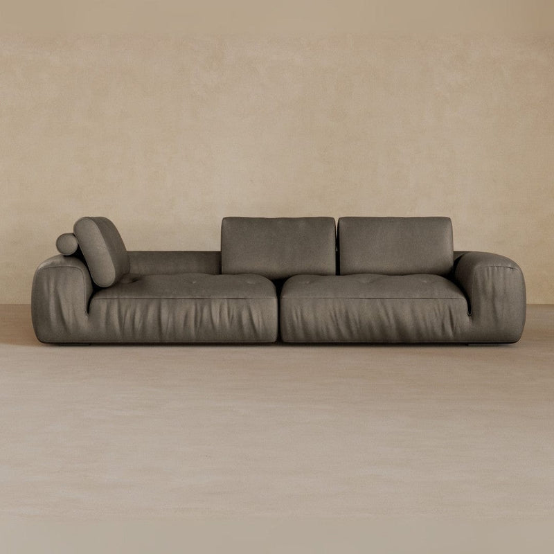 4 Seater Two Pieces 106 Inches-Full Grain Leather-Stone
