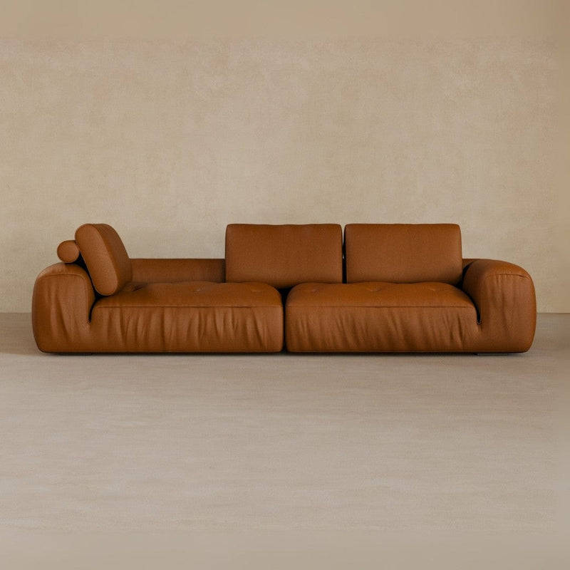 4 Seater Two Pieces 106 Inches-Top Grain Leather-Brandy