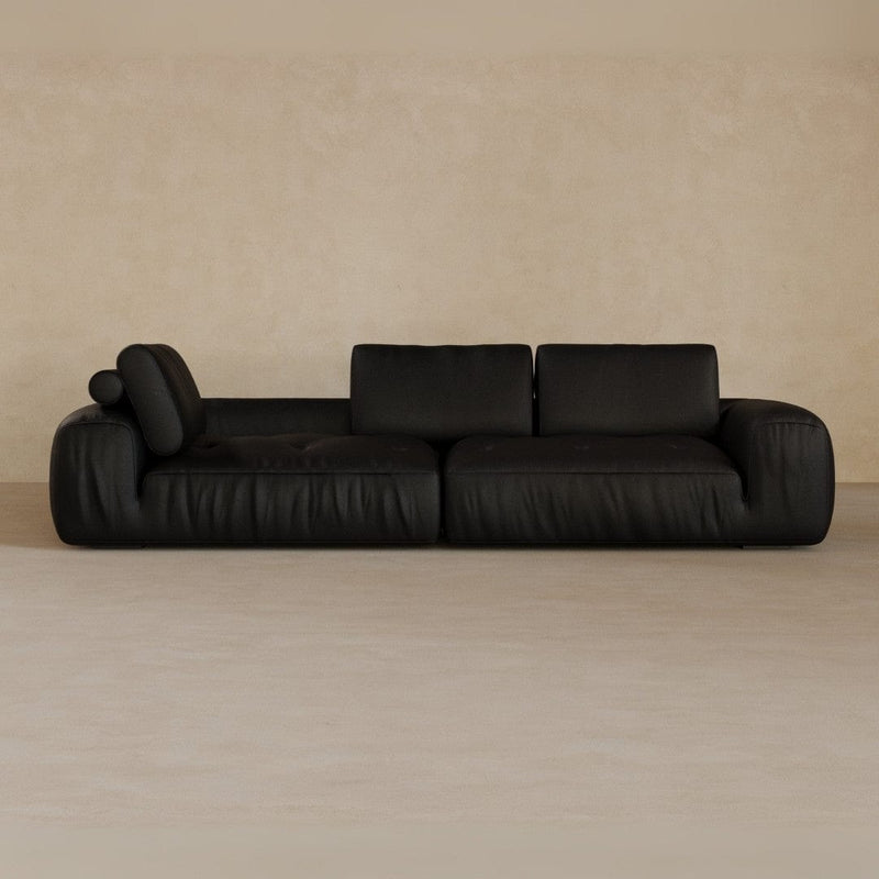 4 Seater Two Pieces 106 Inches-Top Grain Leather-Charcoal