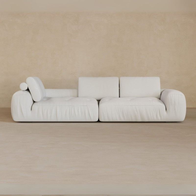 4 Seater Two Pieces 106 Inches-Top Grain Leather-Ivory