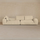 4 Seater Two Pieces 106 Inches-Top Grain Leather-Linen