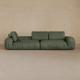 4 Seater Two Pieces 106 Inches-Top Grain Leather-Sage