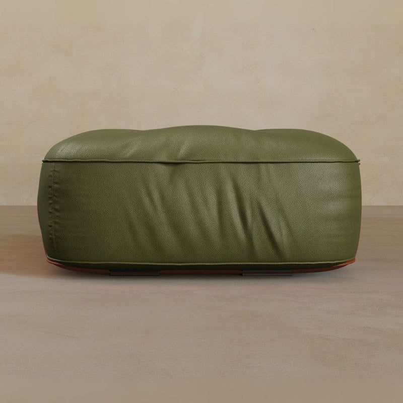 Ottoman-Top Grain Leather-Olive