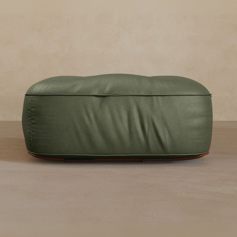 Ottoman-Top Grain Leather-Sage