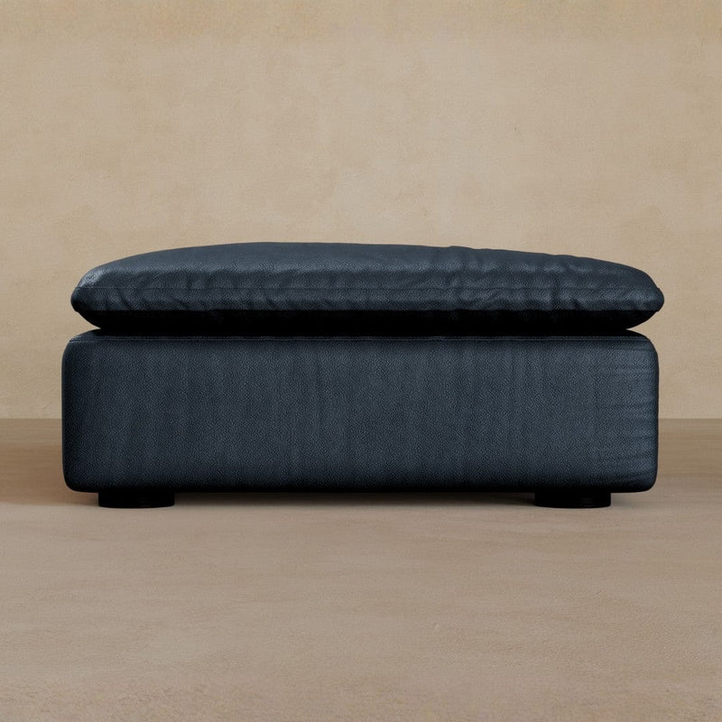 Ottoman-Full Grain Leather-Navy