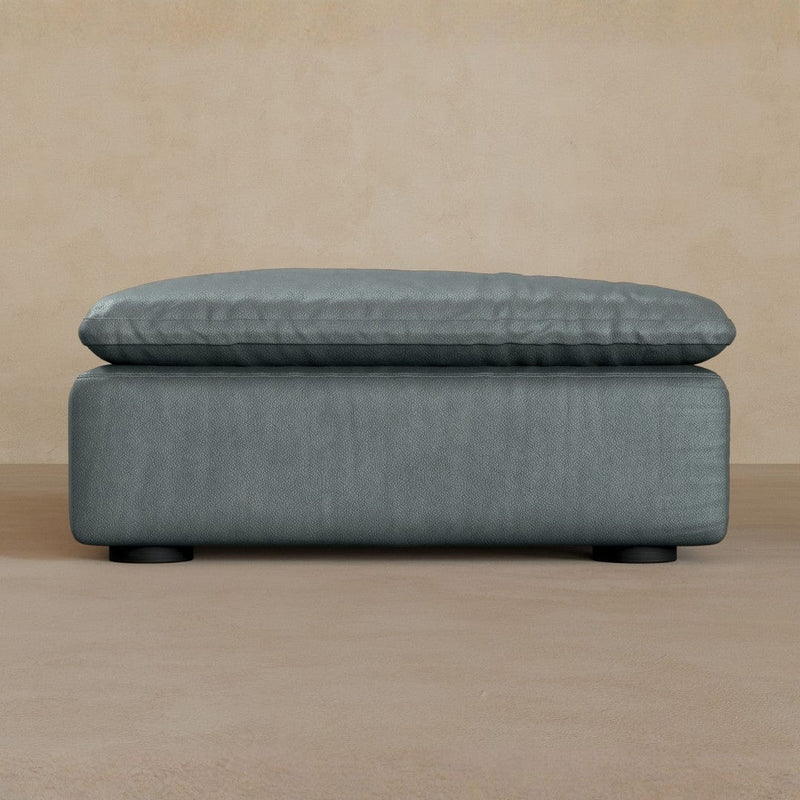 Ottoman-Full Grain Leather-Pewter