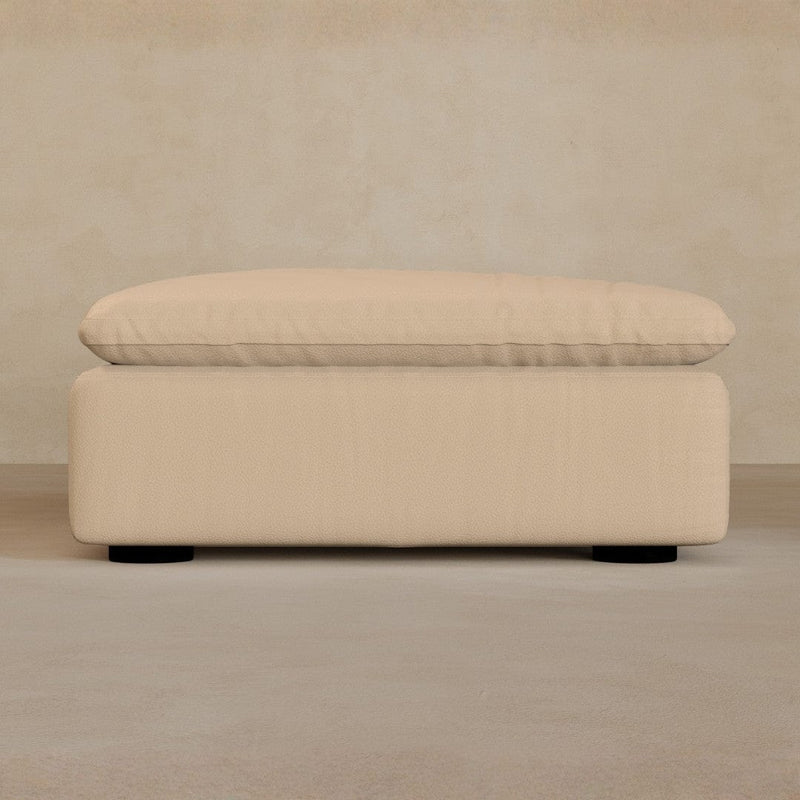Ottoman-Top Grain Leather-Chalk