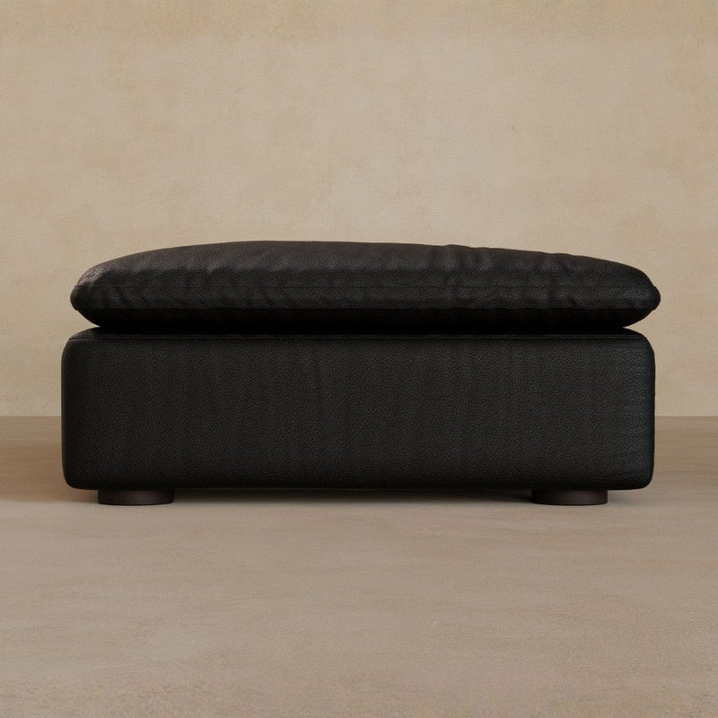 Ottoman-Top Grain Leather-Charcoal