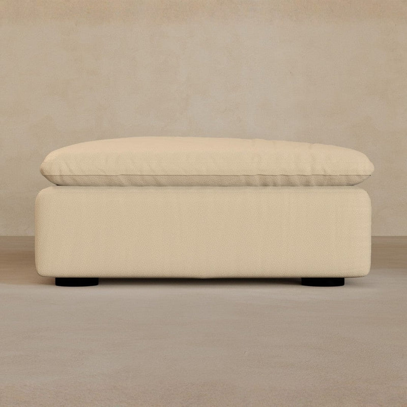 Ottoman-Top Grain Leather-Linen