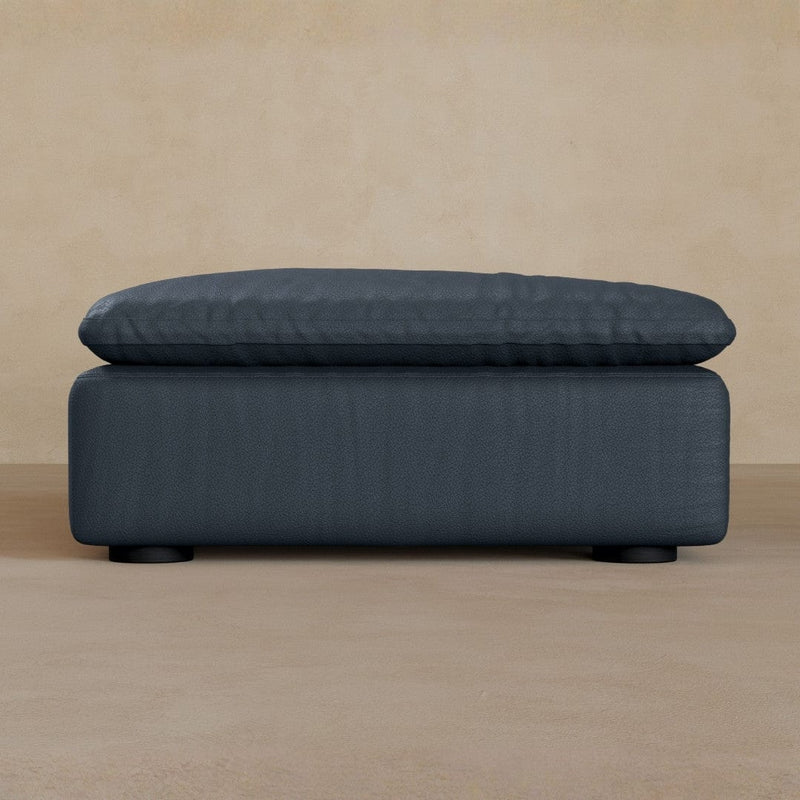 Ottoman-Top Grain Leather-Navy