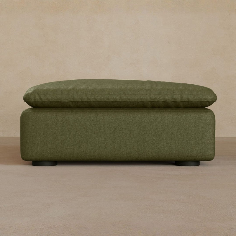 Ottoman-Top Grain Leather-Olive
