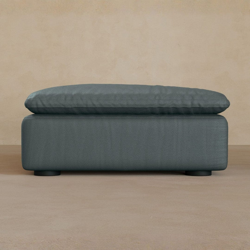 Ottoman-Top Grain Leather-Pewter