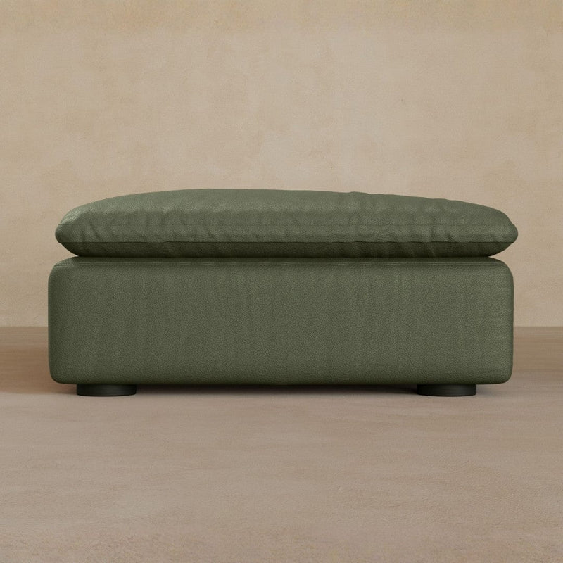 Ottoman-Top Grain Leather-Sage