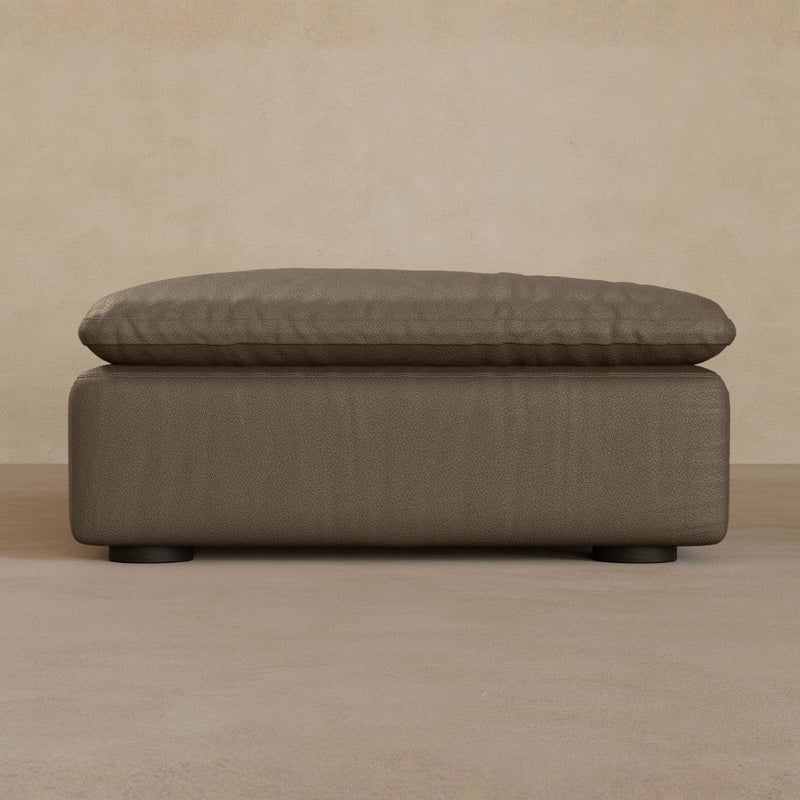Ottoman-Top Grain Leather-Stone