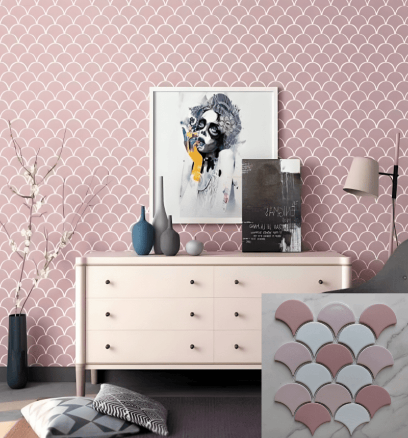 Multi Pink Fan Shaped Mosaic Tile – Articture