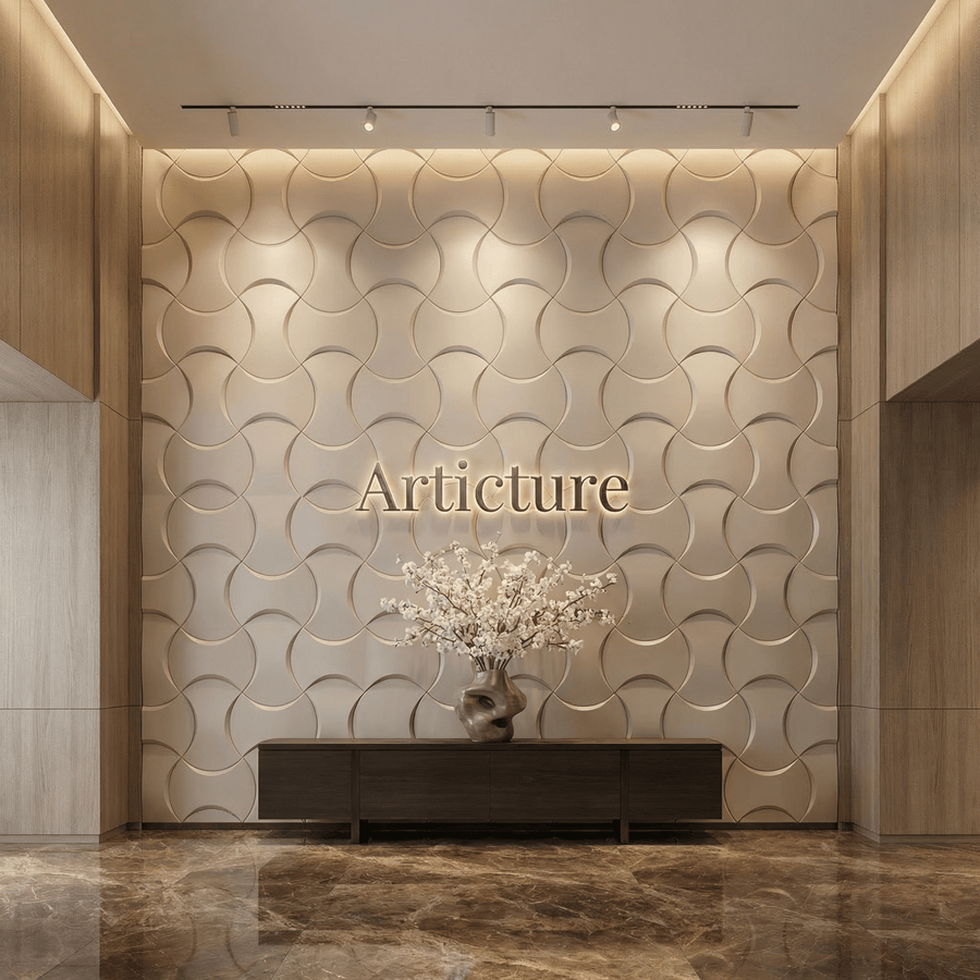 Coco Geometric 3D Leather Wall Panel in Classic White