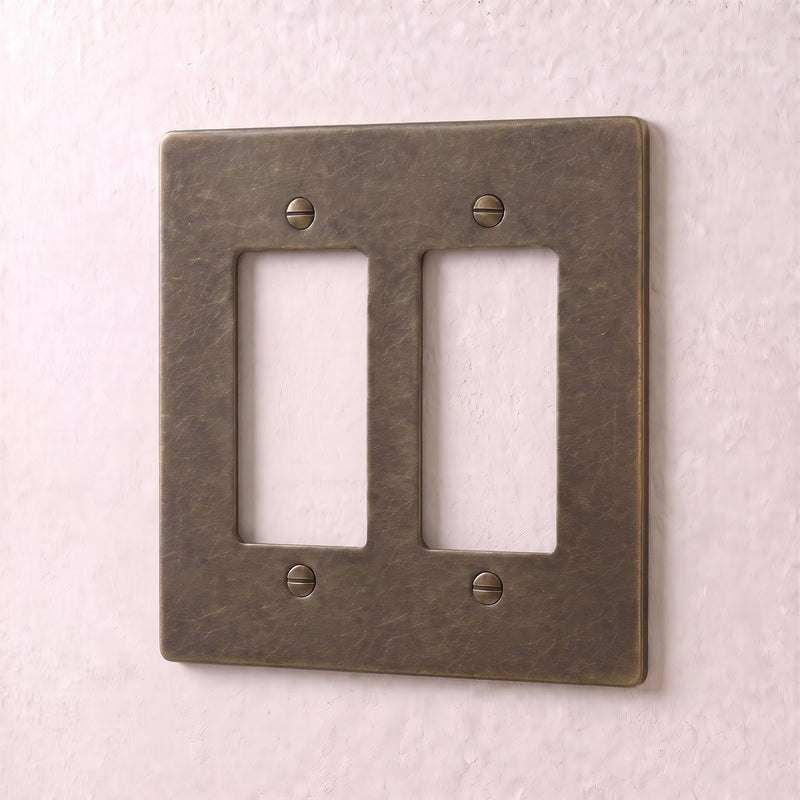 Brass Wall Plate — 2 Gang · Bronze with Patina