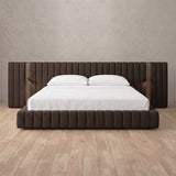 Linen Blend Espresso — Extended Headboard with Integrated Lighting