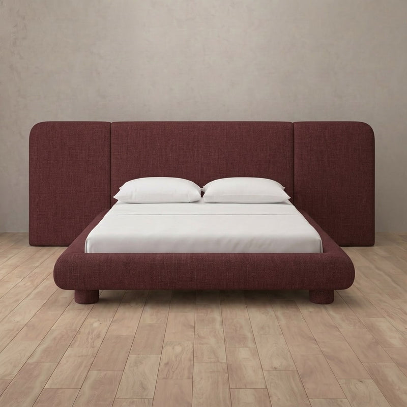 Milano Bed — Linen Blend Burgundy